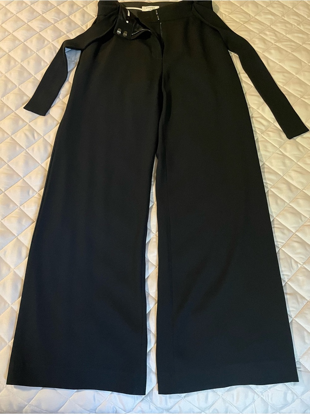 Babaton Black Wide-Leg Tie-Belt Pants Size 0